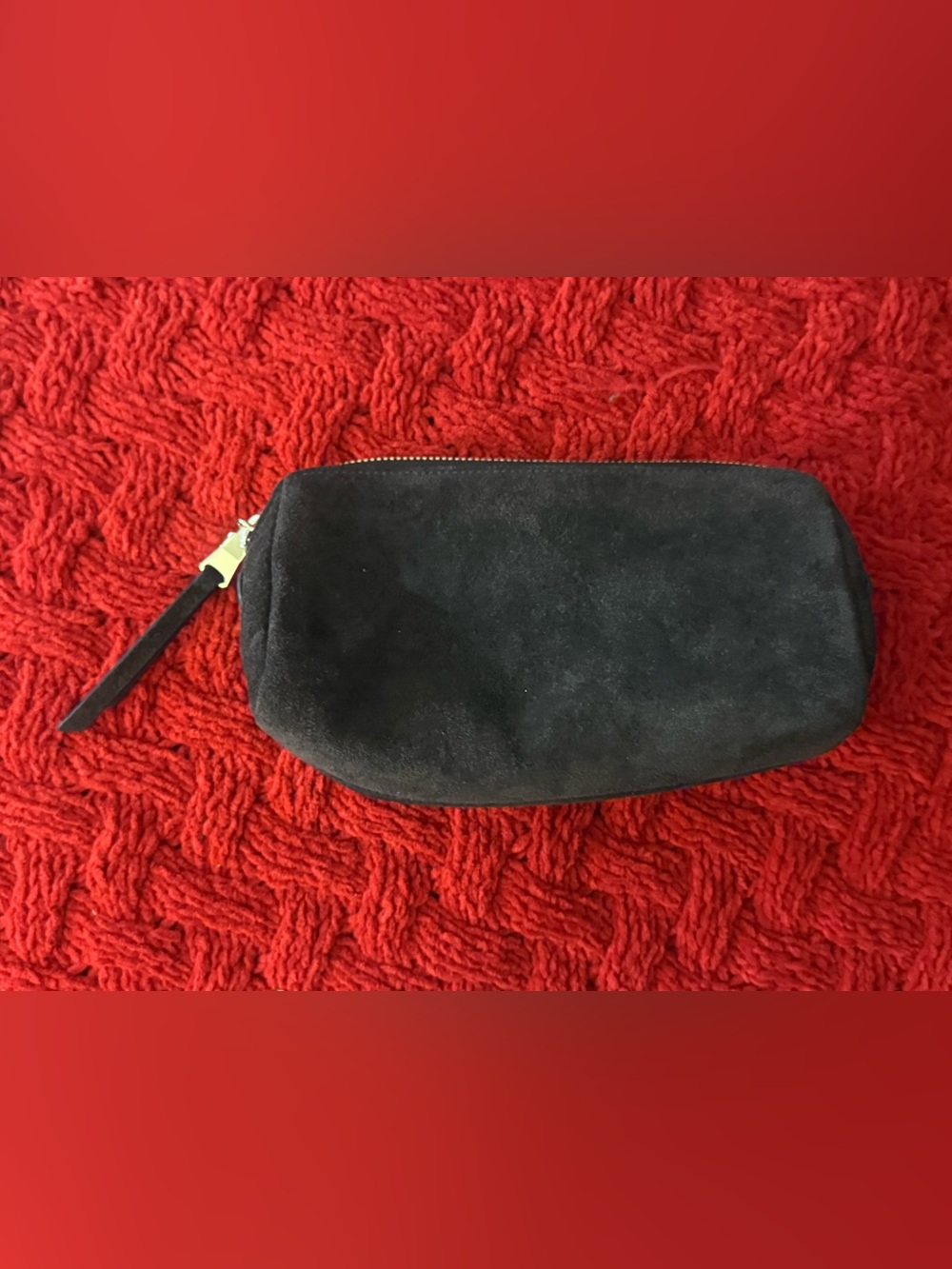 Madewell Essentials Leather Pouch Suede gold Zip Dark Dark Brown Fall